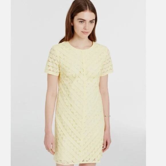 Ann Taylor Light Yellow Eyelet Short Sleeve Dress - Picture 1 of 8